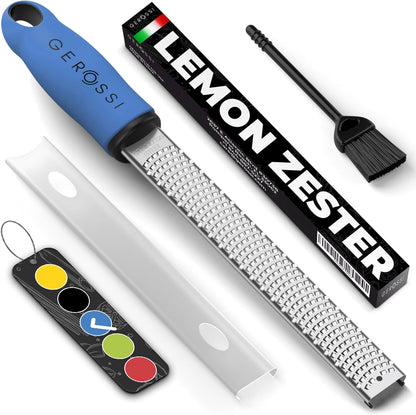Stainless Steel Cheese and Citrus Zester Grater w/Extra Sharp Blade - Perfect for Lemons, Parmesan, Garlic, Chocolate - Spice Up any Kitchen Dish in Seconds with Your Premium Hand Held Shredder