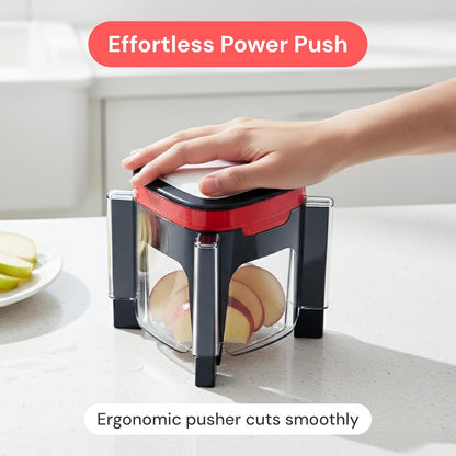 Fullstar Apple Slicer & Corer with Built-In Container – 2-Blade Fruit Cutter, 8 Slices, Includes Strawberry & Soft Fruit Attachments, Heavy-Duty Stainless Steel, Mess-Free Meal Prep