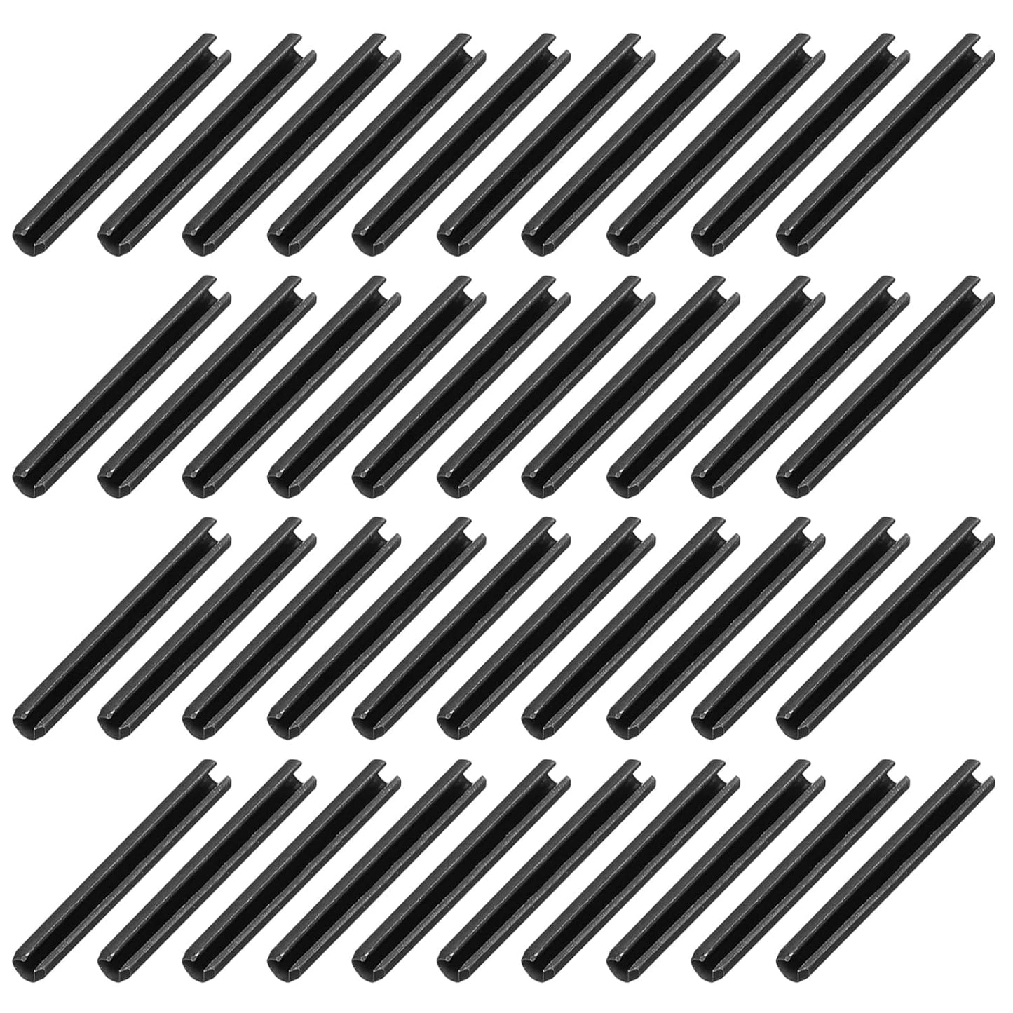 MECCANIXITY 25Pcs Slotted Split Roll Pins 1/2 Inch(12mm) Dia. 1-2/5 Inch(35mm) Length 65Mn Steel Spring Tension Expansion Dowels for Secure Fastening, Black - Colors A