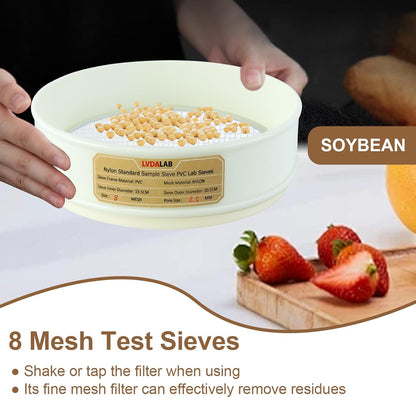 PVC Nylon Lab Sieve 80 Mesh(0.2mm), LVDALAB 7.9Inch(20cm) Diameter Sample Sifter Strainer for Industrial Lab Home