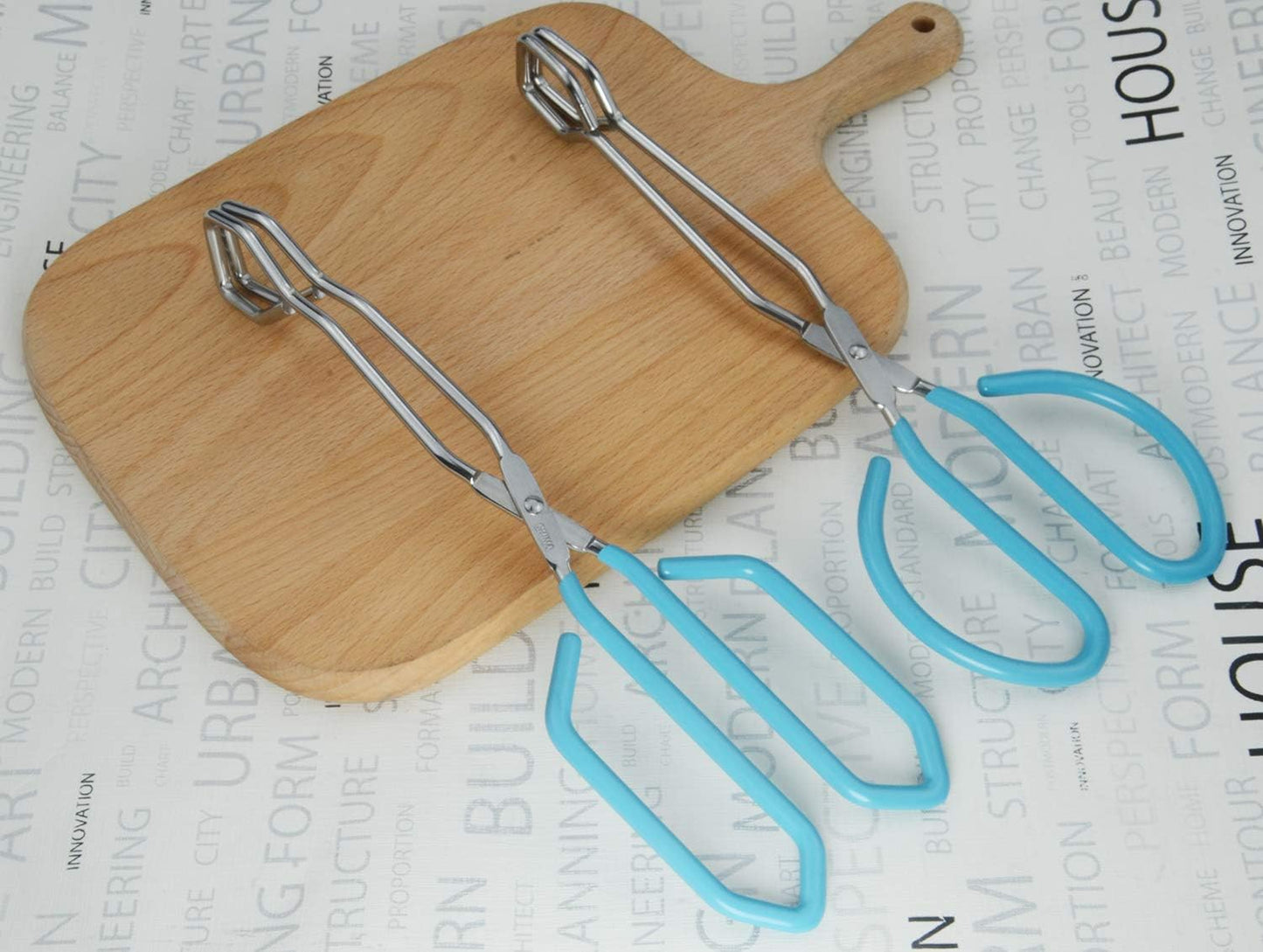 HINMAY Kitchen Scissor Tongs 10-Inch with Comfort-Grip Handle Heavy Duty Stainless Steel Scissor Cooking Tongs