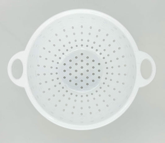Rocky Mountain Goods White Plastic Colander Bowl with Handle - Deep 5 QT Strainer for Kitchen Vegetables, Pastas, Fruit - BPA Free - Dishwasher Safe