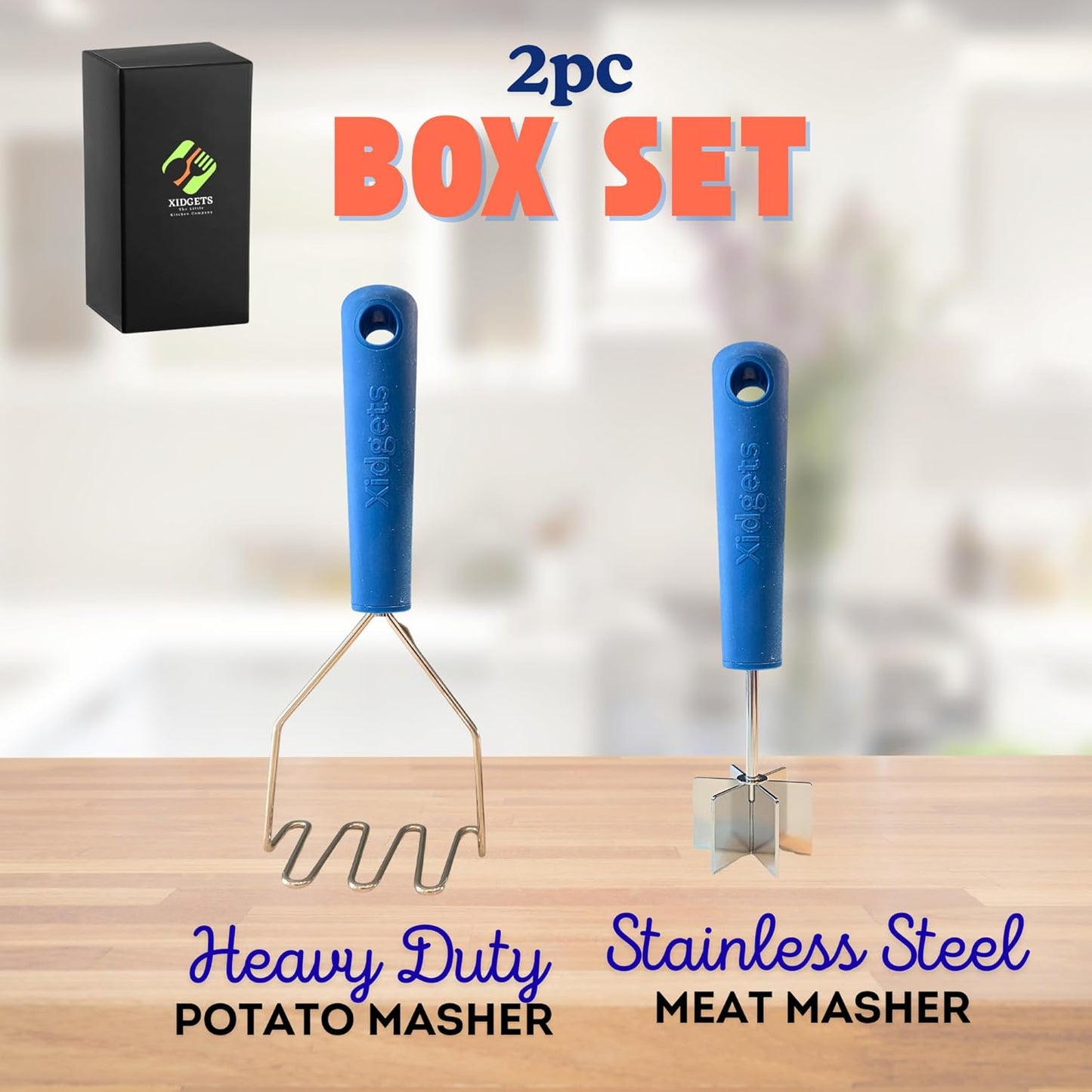 Stainless Steel Mini Meat Chopper & Masher | 6-Blade Ground Beef Chopper Tool | Small Hamburger Smasher | Compact Ergonomic Handle | Dishwasher Safe - 7" (Retro Orange Mini)