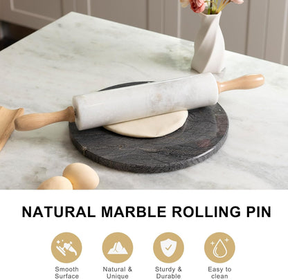 Koville Indian Green Marble Rolling Pin, Non-Stick Stone Dough Roller, 18 Inch Rolling Pin for Baking,Pasta, Dumpling, Ravioli, Fondant,Pie Crust, Kitchen Baking Pastry Tools, Kitchen Essential