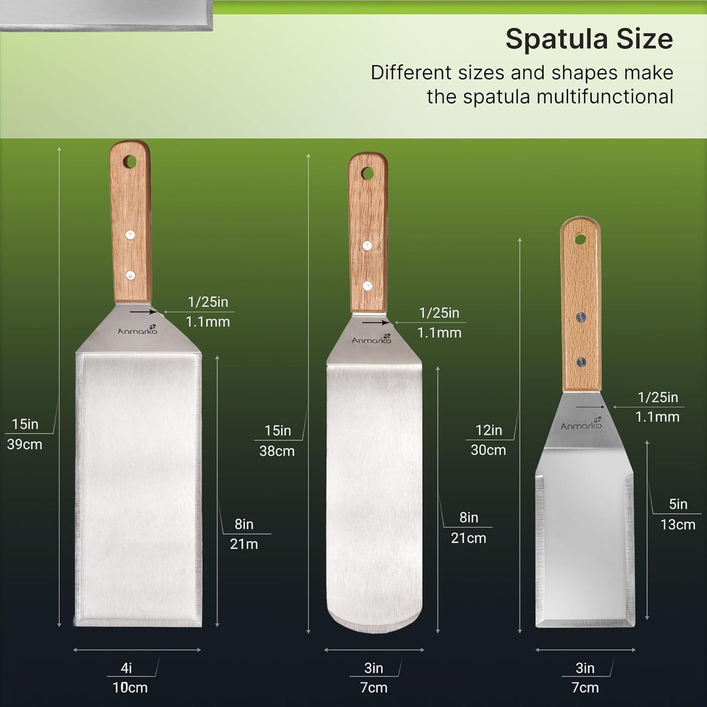 Stainless Steel Metal Spatula Set - Teppaniyaki Spatulas - Griddle Scraper Flat Spatula Pancake Flipper Hamburger Turner - Metal Utensil great for BBQ Grill Flat Top Cast Iron Griddle Accessories