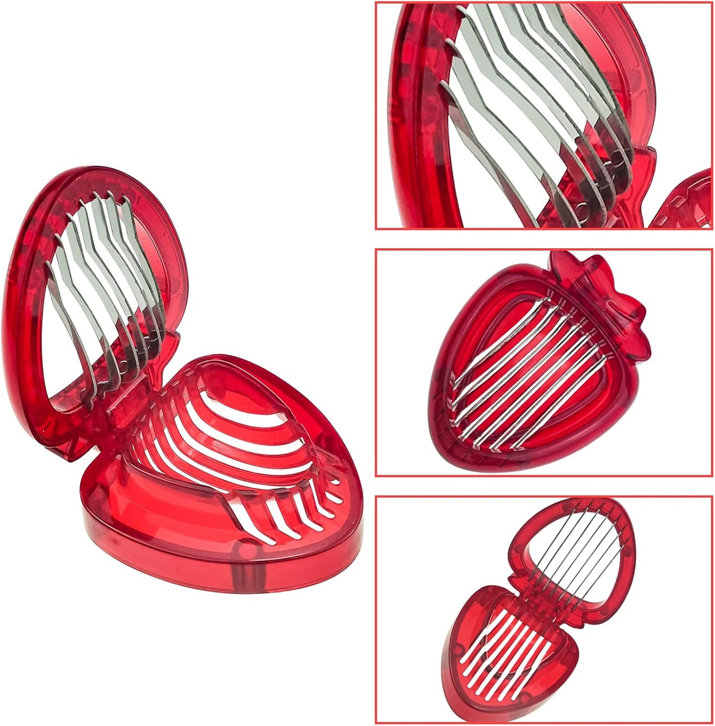 2 PACK Stainless Strawberry Slicer - Fruit Cutter Set for Dessert Cups, Cake Stand Decorations, Homemade Bread Decor