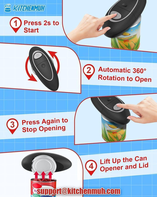 One Touch Electric Can Opener Fits All Can Sizes for Seniors with Arthritis, Battery Operated Can Opener with Smooth Edge, Food Safe Kitchen Gadgets Automatic Can Opener for Kitchen