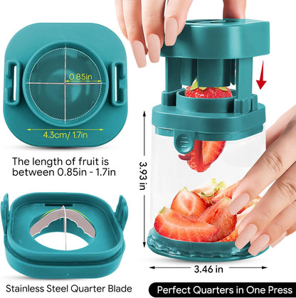 Small Fruit Cutter, Creative Strawberry & Grape Slicer, Quickly Making Fruit Vegetable Salad (Black)