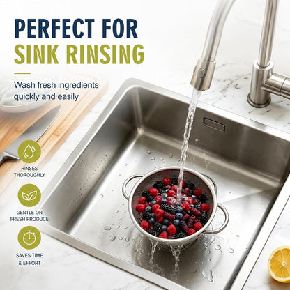 Palksky Rice Strainer & Rice Washing Bowl Stainless Steel - 5.6 Qt Professional Fine Mesh Rice Washer for Kitchen - Heavy Duty Rice Rinser, Cleaner & Drainer Colander for Quinoa, Grains & Fruit