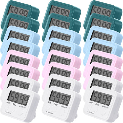 Weewooday 24 Pcs Digital Kitchen Timer Magnetic Timer Bulk On/Off Switch Minute Second Count up Countdown Loud Alarm for Exercise Cook Baking (Black,White)