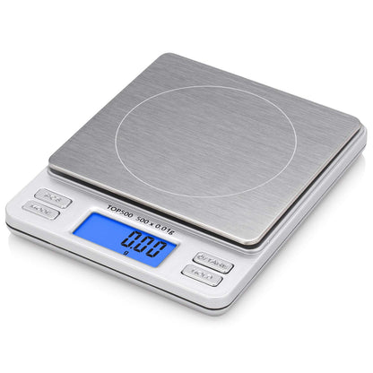 Smart Weigh Pro Digital Pocket Scale – 2000g x 0.1g Precision Gram Scale with LCD Display, 6 Weighing Units, Hold & Count Functions – Includes 2 Trays and Batteries (Silver)