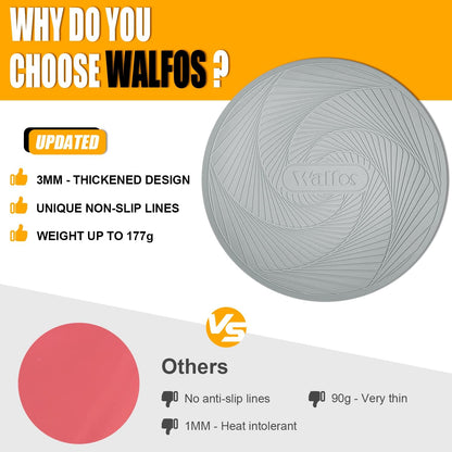 Walfos Silicone Trivet Mats - 4 Heat Resistant Pot Holders, Multipurpose Non-Slip Hot Pads for Kitchen Potholders, Hot Dishers, Jar Opener, Spoon Holder, Food Grade Silicone & BPA Free (Black)