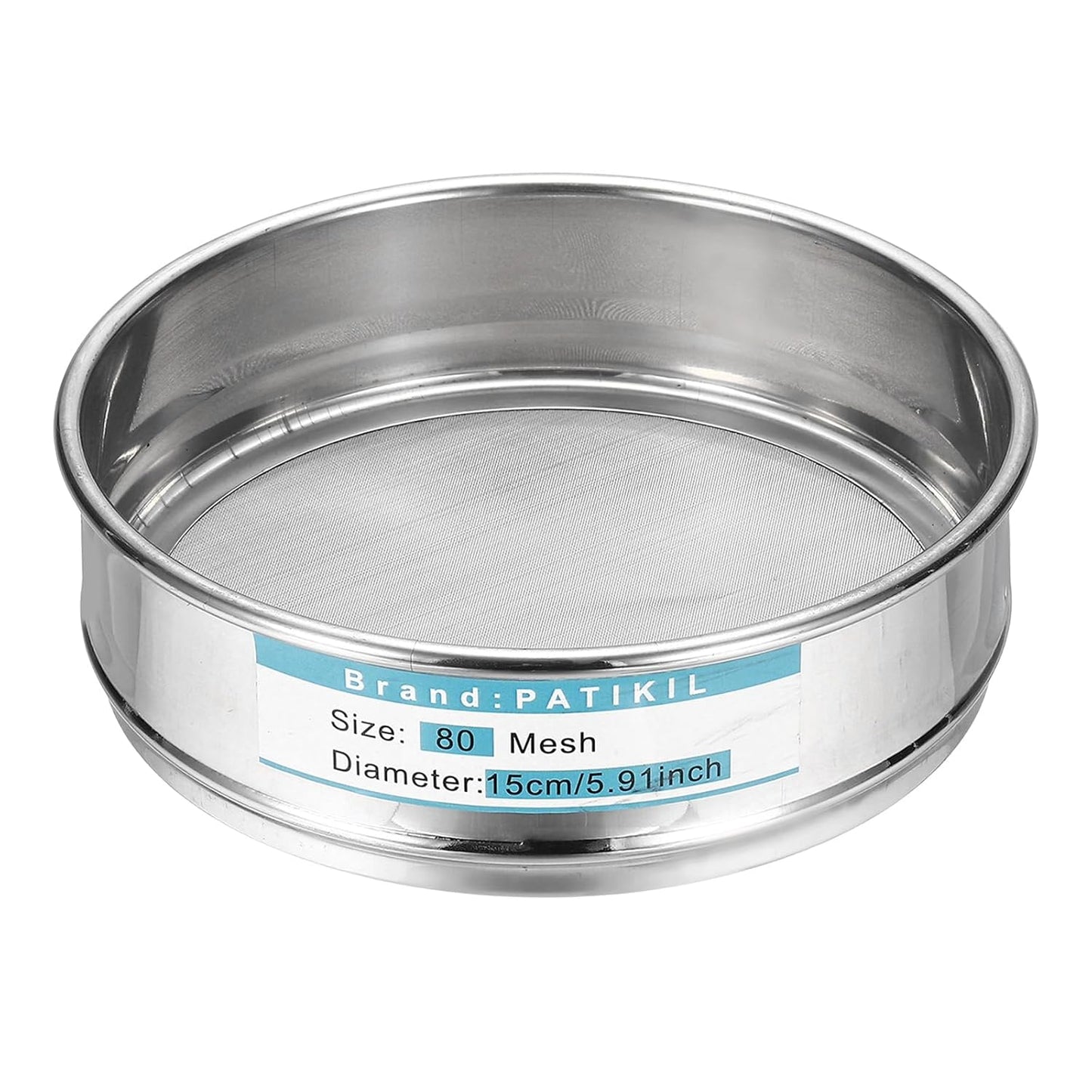 PATIKIL 220 Mesh(0.0385mm) Lab Sieve, 5.9"(15cm) Diameter Sifting Screen 304 Stainless Steel Wire Cloth Fine Mesh Sieve for Industrial Laboratory Home Soil Sifter Dry Sift Screens Hash - Colors B