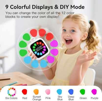 Yunbaoit Digital Visual Timer for Kids, Rechargeable 99-Minute Silent Countdown Timer with 19 Ringtones, 9 Optional DIY Color Star Display, Time Management Tool with Pause Function (Rainbow)