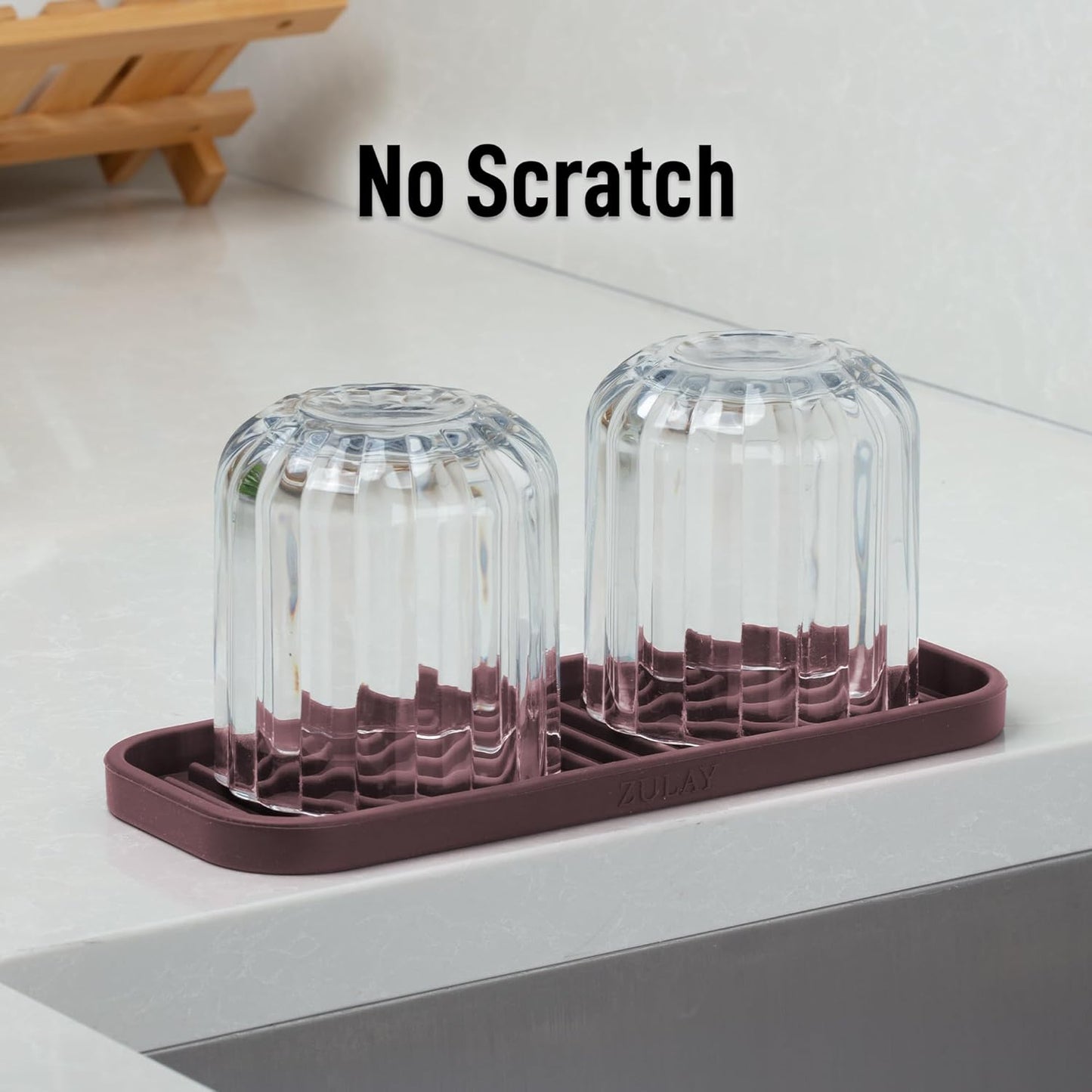 Zulay Kitchen (9x3.5in Sponge Holder for Kitchen Sink - Flexible Heavy-duty Multipurpose Sink Caddy - Counter Organizer for Kitchen, Bathroom, Makeup, Trinkets & More! (Grey)