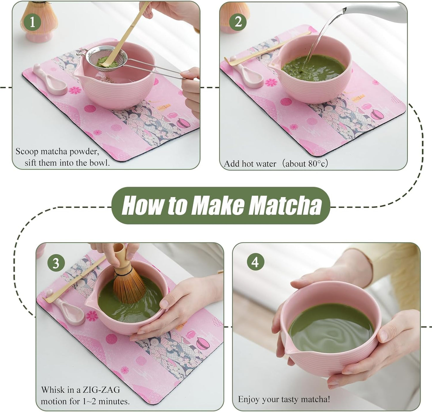 Clay&Fire Matcha Whisk Set, 9 pcs Ceramic Matcha Set, Gifts for Women,Matcha Bowl with Spout and Whisk, Matcha Kit for Matcha Lovers, Gift Mother's Day, Birthday, Anniversary