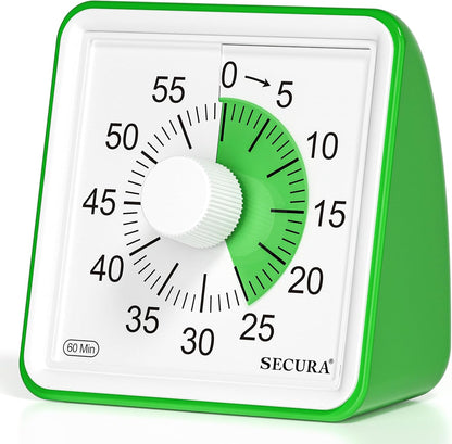 Secura 60-Minute Visual Timer, Classroom Timer, Countdown Timer for Kids and Adults, Time Management Tool for Teaching (Blue & Blue)