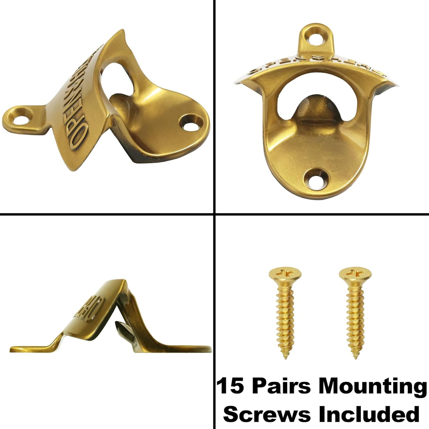 Vintage Copper Bottle Cap Opener Wall Mount, Retro Beer Bottle Opener with Screws for Homes Kitchen (Pack of 2)