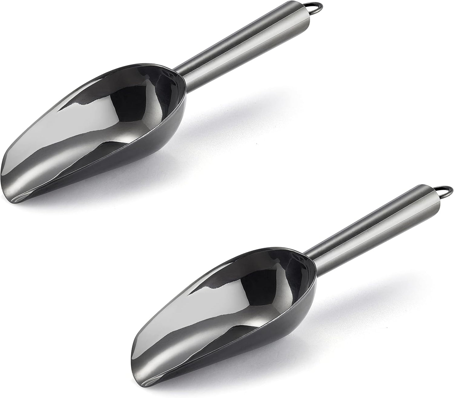 E-far Mini Ice Scoop Set of 2, 3 Ounce Stainless Steel Scoops for Ice Cube/Candy/Flour/Sugar, Metal Utility Scoops for Canisters, Baking, Kitchen Pantry, Rust Proof & Dishwasher Safe