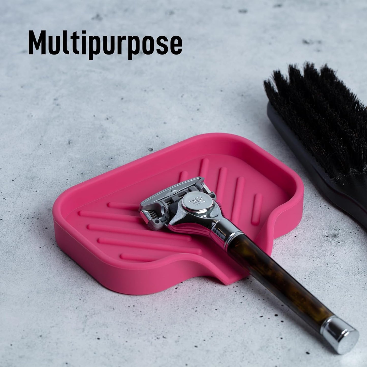 Zulay Kitchen (9x3.5in Sponge Holder for Kitchen Sink - Flexible Heavy-duty Multipurpose Sink Caddy - Counter Organizer for Kitchen, Bathroom, Makeup, Trinkets & More! (Grey)