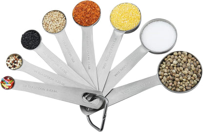 Smithcraft Measuring Cups and Spoons Set, 18/8 Stainless Steel Measuring Cups and Spoons for Kitchen & Baking, Heavy Duty Metric & US 8 Measuring cups, 9 Measuring Spoons Set