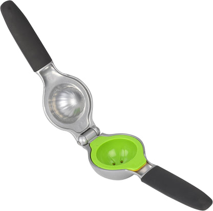 Lemon and lime hand juicer with perfect fit inserts