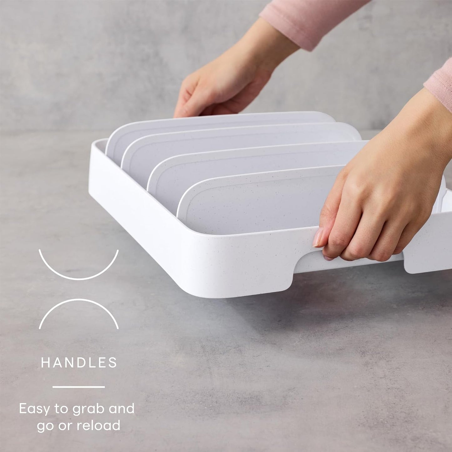 YouCopia StoraLid Food Container Lid Organizer for Kitchen Cabinet Storage with 5 Adjustable Dividers, 10.5''D × 13.4''W × 3.3''H, Large Classic Edition, White