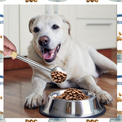 2 Pcs Dog Food Scoop Long Handled Scoops 3/4 Cup Stainless Steel Measuring Cups Portion Control Serving Spoons for Dogs Cats Birds and Rabbits Pet Food Feeding Scoop (3/4 Cup)