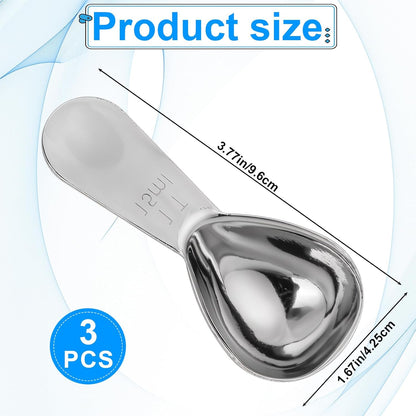 Dimeho 3pcs Stainless Steel Coffee Scoop Tablespoon Metal Measuring Spoon Stainless Steel Coffee Spoons Short Handles for Ground Coffee, Bean, Espresso, Powder, for Canister (sliver, 15ml)