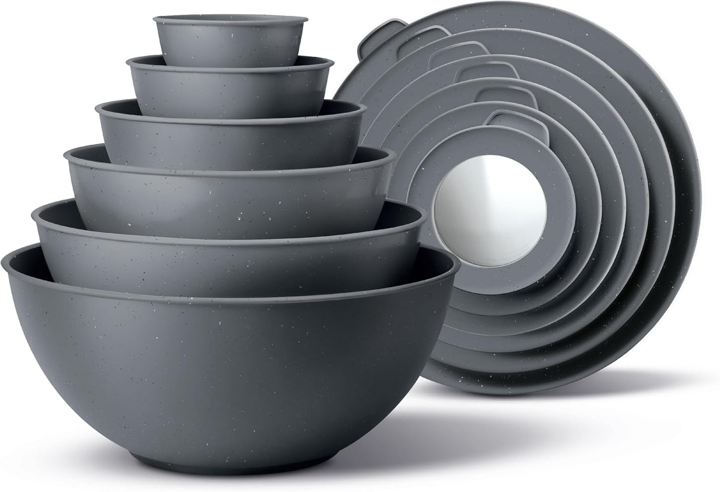 COOK WITH COLOR Mixing Bowls with Lids - 12 Piece Plastic Nesting Bowls Set includes 6 Prep Bowls and 6 Lids, Microwave Safe Mixing Bowl Set, Black Embossed - Colors A