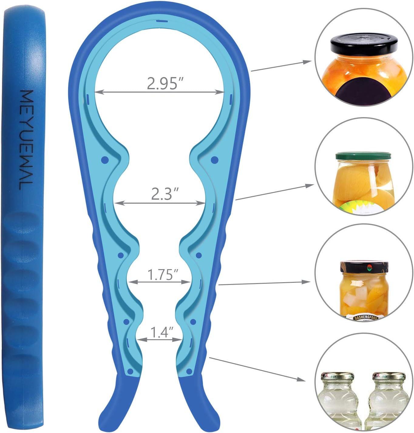 Jar Opener, 5 in 1 Multi Function Can Opener Bottle Opener Kit with Silicone Handle Easy to Use for Children, Elderly and Arthritis Sufferers (Apple Red）