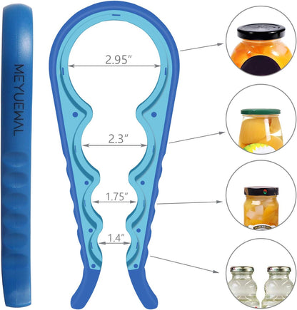 Jar Opener, 5 in 1 Multi Function Can Opener Bottle Opener Kit with Silicone Handle Easy to Use for Children, Elderly and Arthritis Sufferers (Apple Red）
