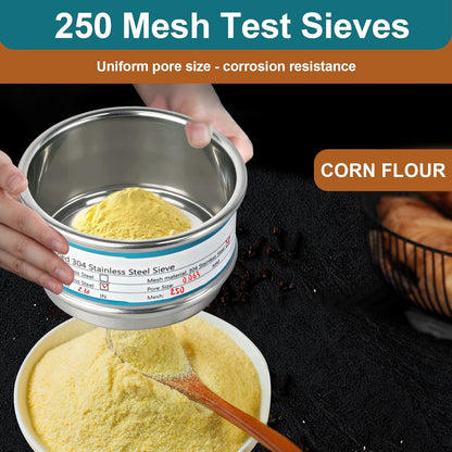 Full 304 Stainless Steel Mesh Sieve Screen, LVDALAB 100 Mesh (0.15mm) Aperture, 2.4inch(6CM) Dia Standard Sample Analysis Test Sieves Sifters Strainer for Industrial Laboratory Homes