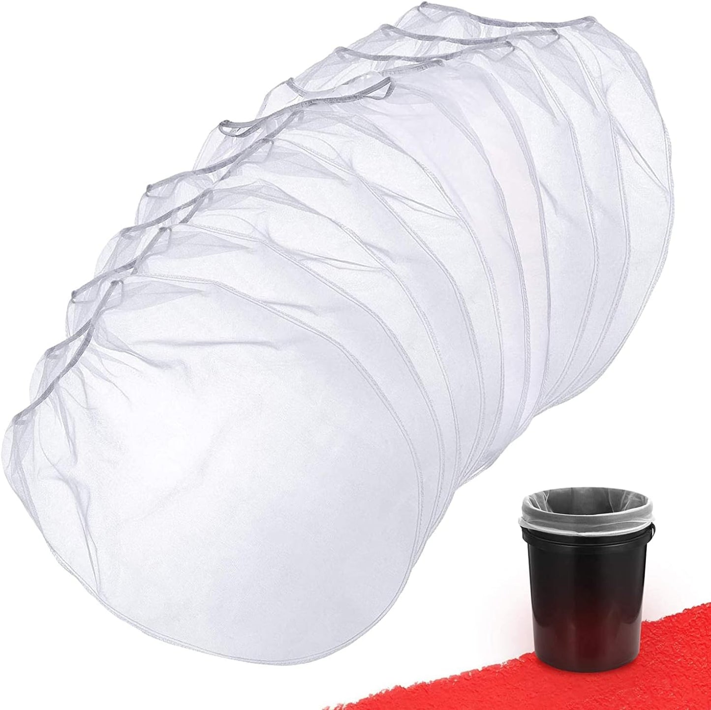 Paint Strainer Bag, 5 Gallon Paint Strainer with Elastic Top Opening White Fine Mesh Filters Bag for Paint Gardening (5 Pieces)
