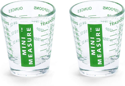 Kolder Mini Measure Heavy Glass, 20-Incremental Measurements Multi-Purpose Liquid and Dry Measuring Shot Glass, White