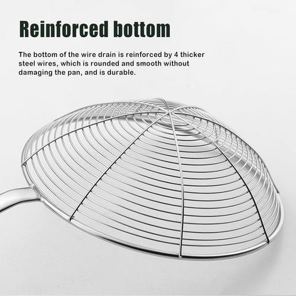 IQCWOOD Spider Strainer Skimmer with Wood Handle - 5.5 Inch Fryer Scoop for Cooking and Frying, Kitchen Utensils Pasta Strainer Spoon