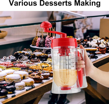 Pancake Batter Dispenser Hand Held Manual Pancake Dispenser for Batter, Cupcake Blender Machine Baking Tool for Cakes Waffles Batters