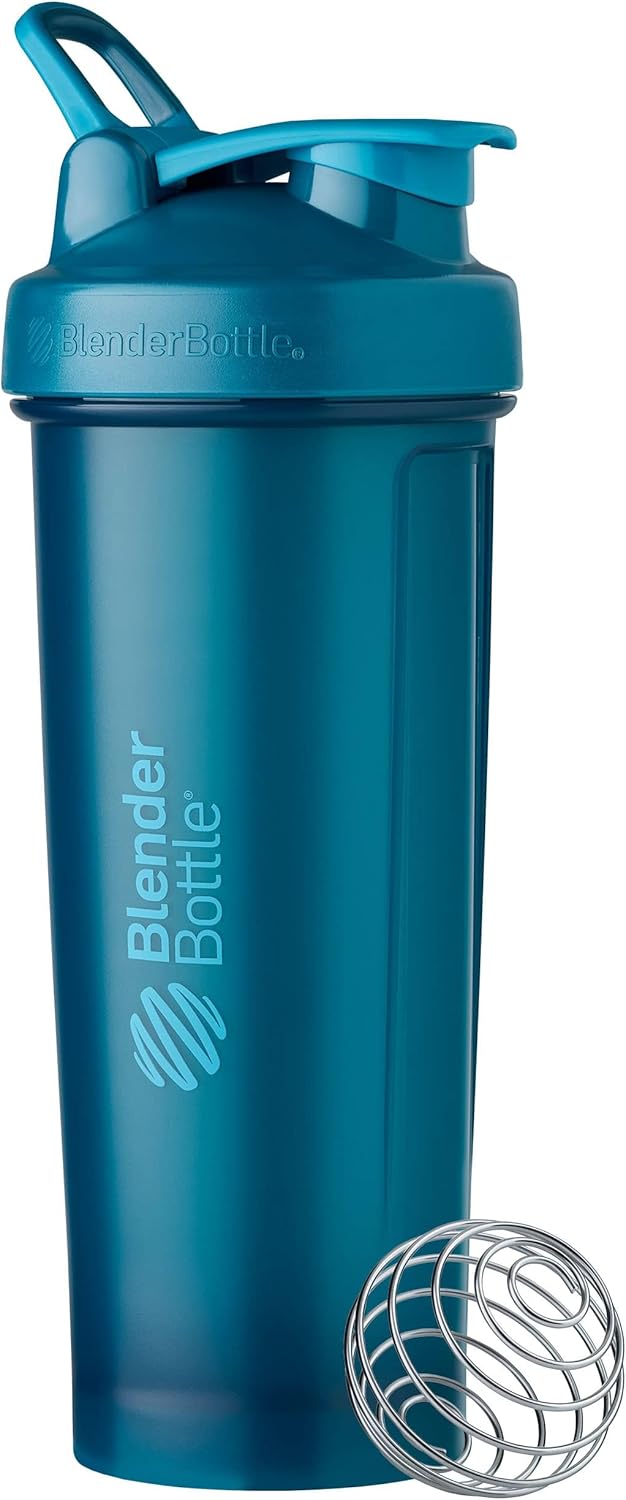 BlenderBottle Classic V2 Shaker Bottle Perfect for Protein Shakes and Pre Workout, 28-Ounce, Clear/Black