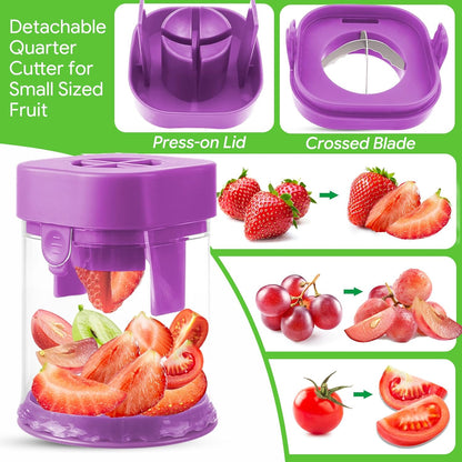 Small Fruit Cutter, Creative Strawberry & Grape Slicer, Quickly Making Fruit Vegetable Salad (Black)