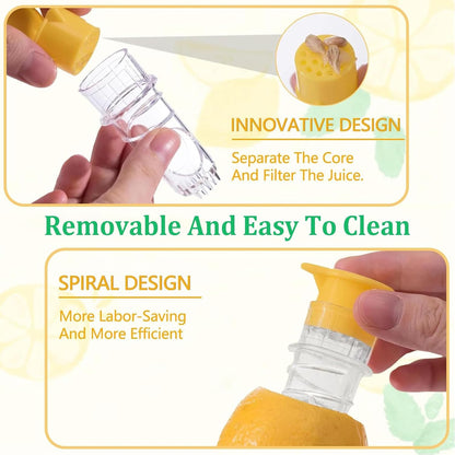 2Pcs Mini Lemon Squeezer, Compact Handheld Lemon Juicer with Lid & Built In Filter Screen, Small Manual Juicer for Lemon, Lime & Cocktails (Green+Yellow)