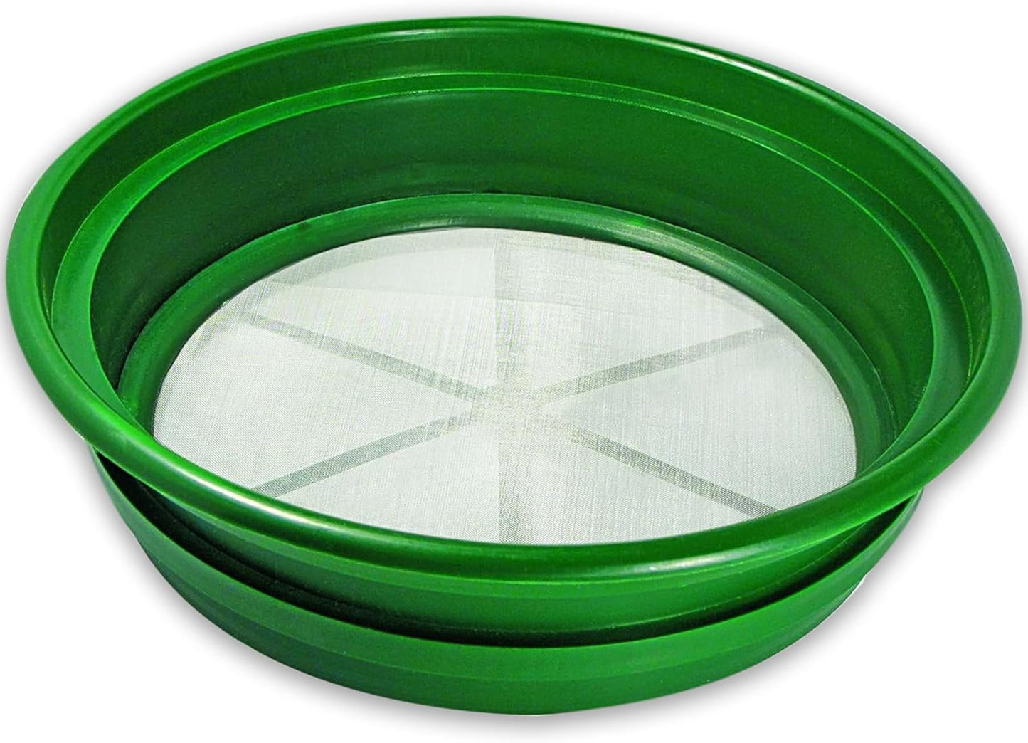 SE 13.25 Inch Wide Stackable Classifier Gold Prospecting Pan - 1/8 Inch Stainless Steel Mesh Sifting Pan, Green