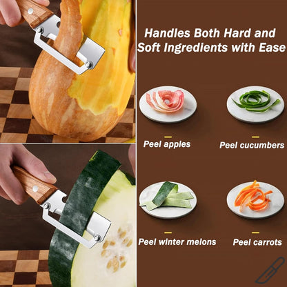 Premium Vegetable Peeler with Wooden Handle and Bottle Opener, Multi Functional Vegetable Peeler for Kitchen, Stainless Steel Blade Kitchen Tool for Vegetables or Fruits That Need to Be Peeled(1PCS)