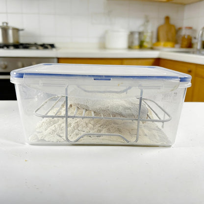 Batter Bowl, Breading Bowl with Lid Flour Shaker for Seasoning Fried Chicken, Fish, Shrimp, Just Flip (Blue)