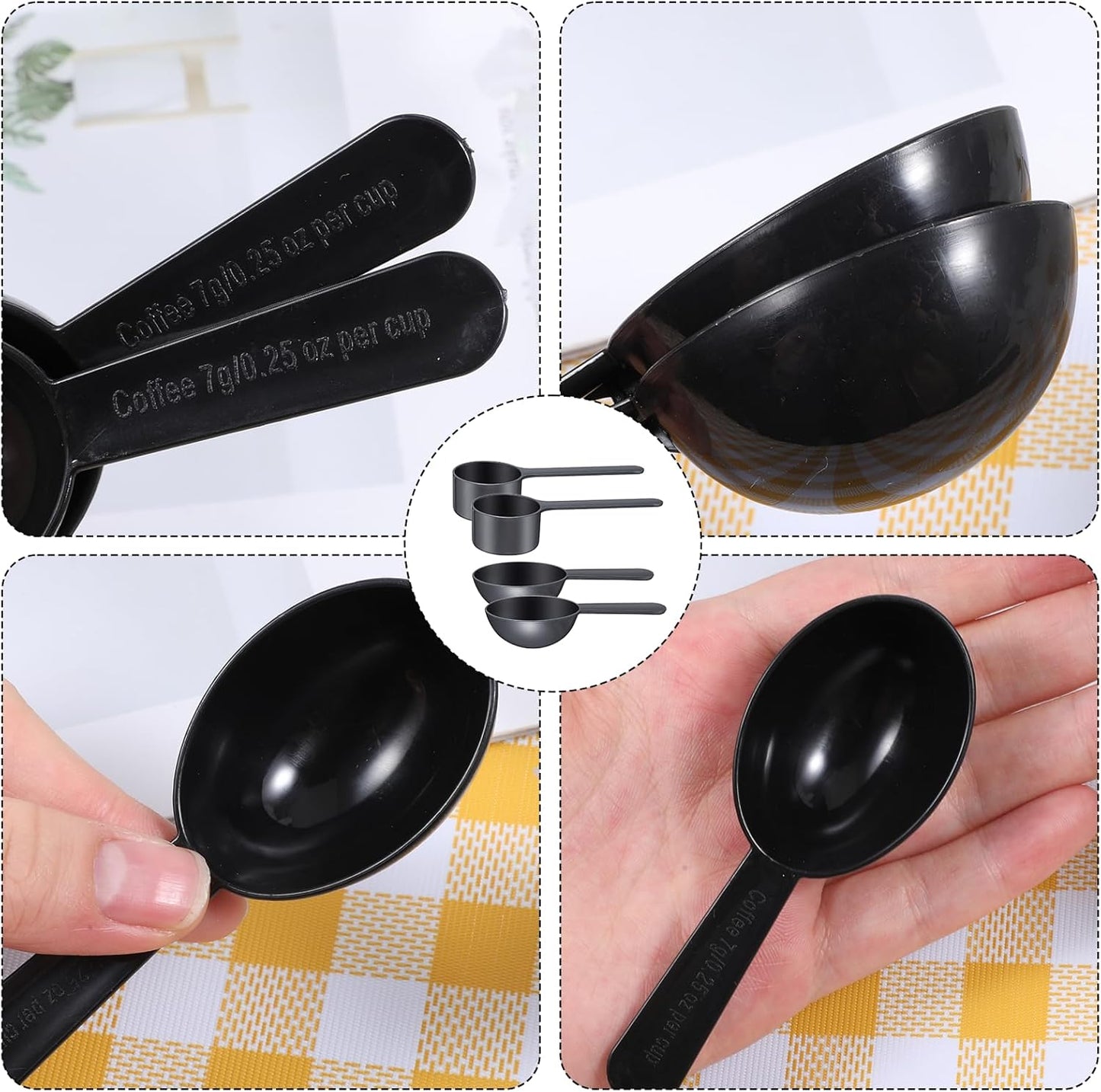 Plastic Coffee Measuring Spoon, 5 Pack Small Scoops for Canisters 15g & 7g Tablespoon Measuring Spoon Short Handle Coffee Scoop for Tea, Sugar, Cereal, Spices (Black)