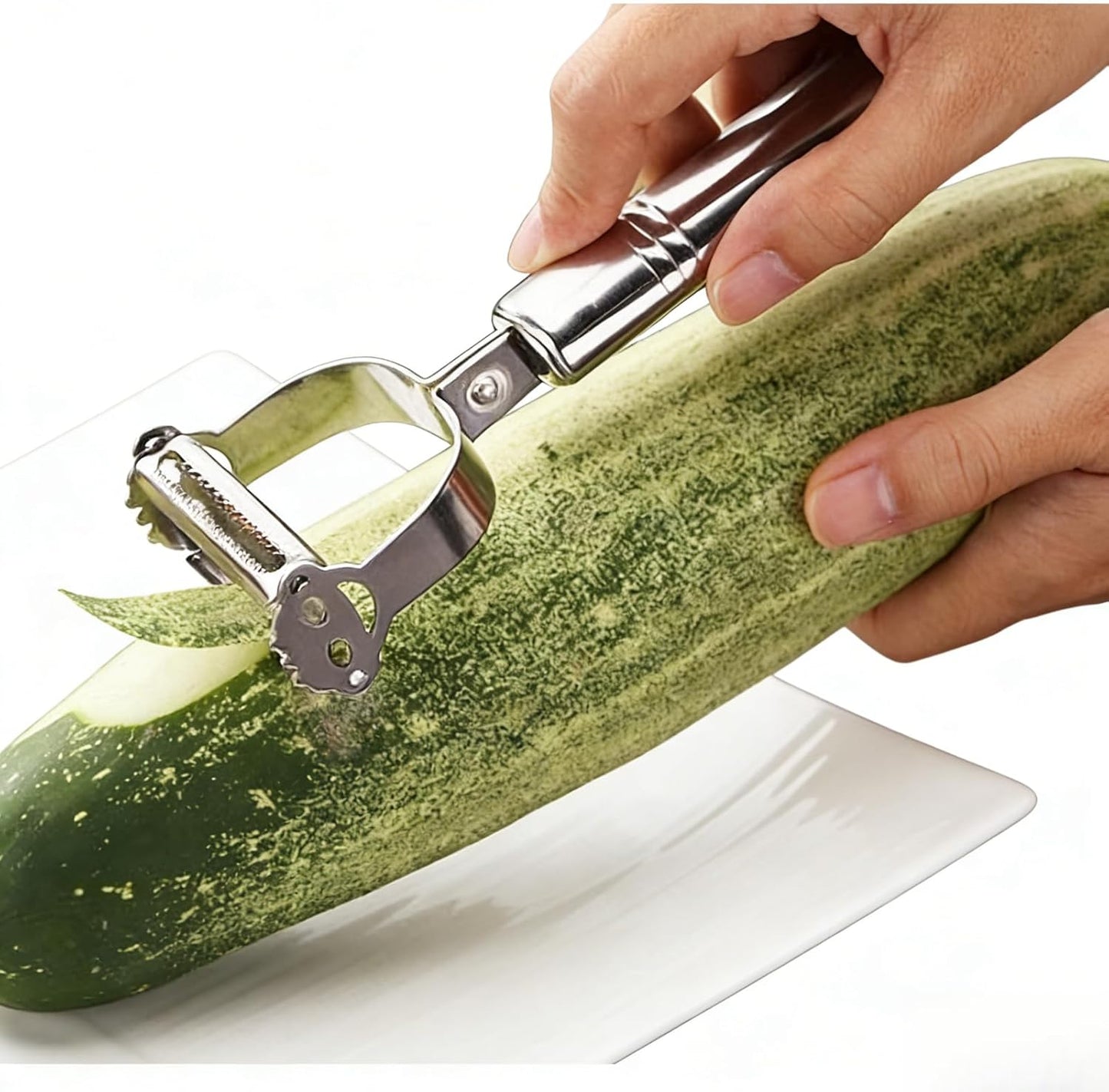 2-Pack Dual Blade Kitchen Peelers, Stainless Steel Y Peeler & Serrated Fruit Peeler Set for Potatoes, Carrots, Tomatoes, Cucumbers, Melons and More