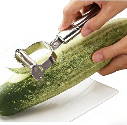 2-Pack Dual Blade Kitchen Peelers, Stainless Steel Y Peeler & Serrated Fruit Peeler Set for Potatoes, Carrots, Tomatoes, Cucumbers, Melons and More