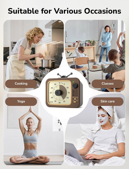 LIORQUE Visual Timer for Kids with Pause Function, 60-Minute Countdown Timers for Classroom Office Kitchen with Silent Operation, Kids Timer for Teaching
