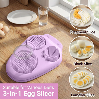 3-in-1 Heavy Duty Egg Slicer, Stainless Steel Blades with Multiple Cutting Modes for Hard Boiled Eggs, Mushrooms, Strawberry, Multifunctional Kitchen Tool, Send Goods from Local Warehouse