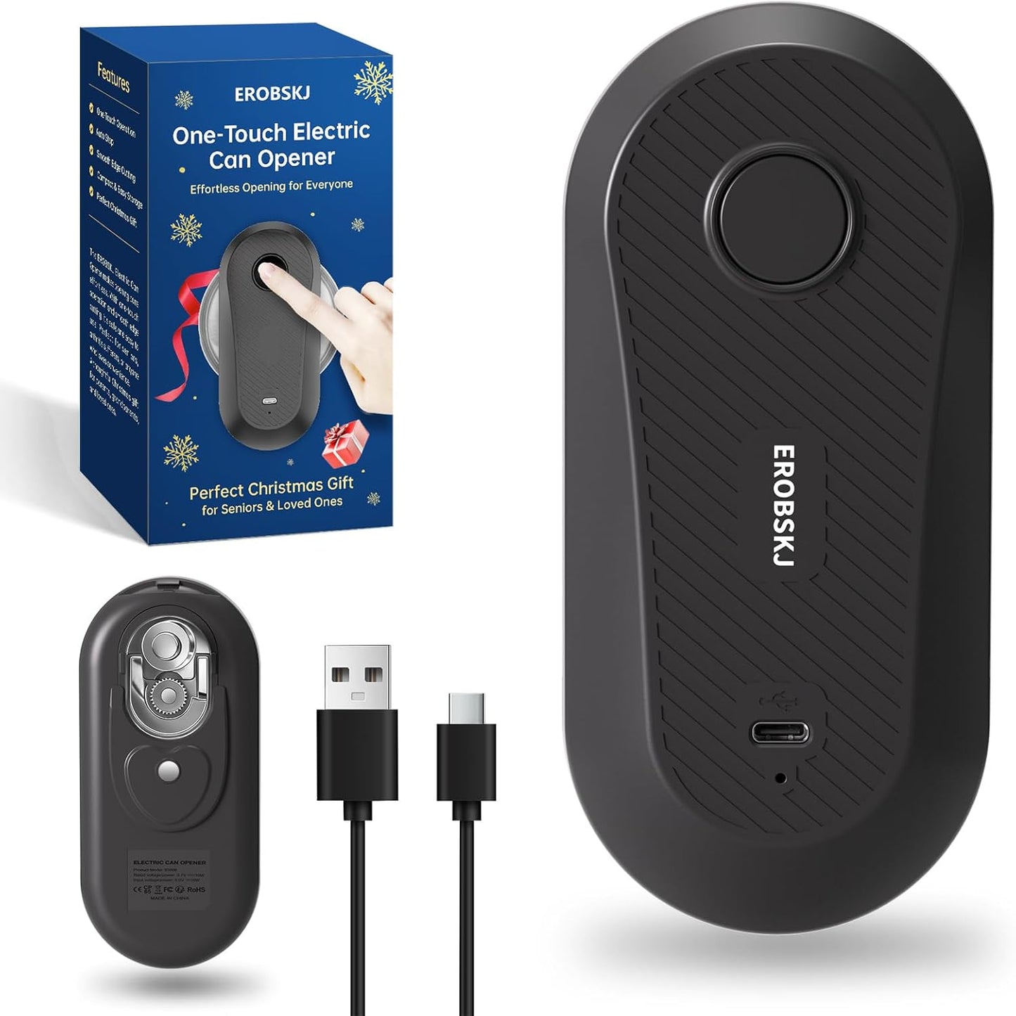 Electric Can Opener, Rechargeable Can Openers for Seniors & Arthritis, One-Touch Automatic Can Opener, Hands-Free, Smooth Edge, Compact, Kitchen Gadgets