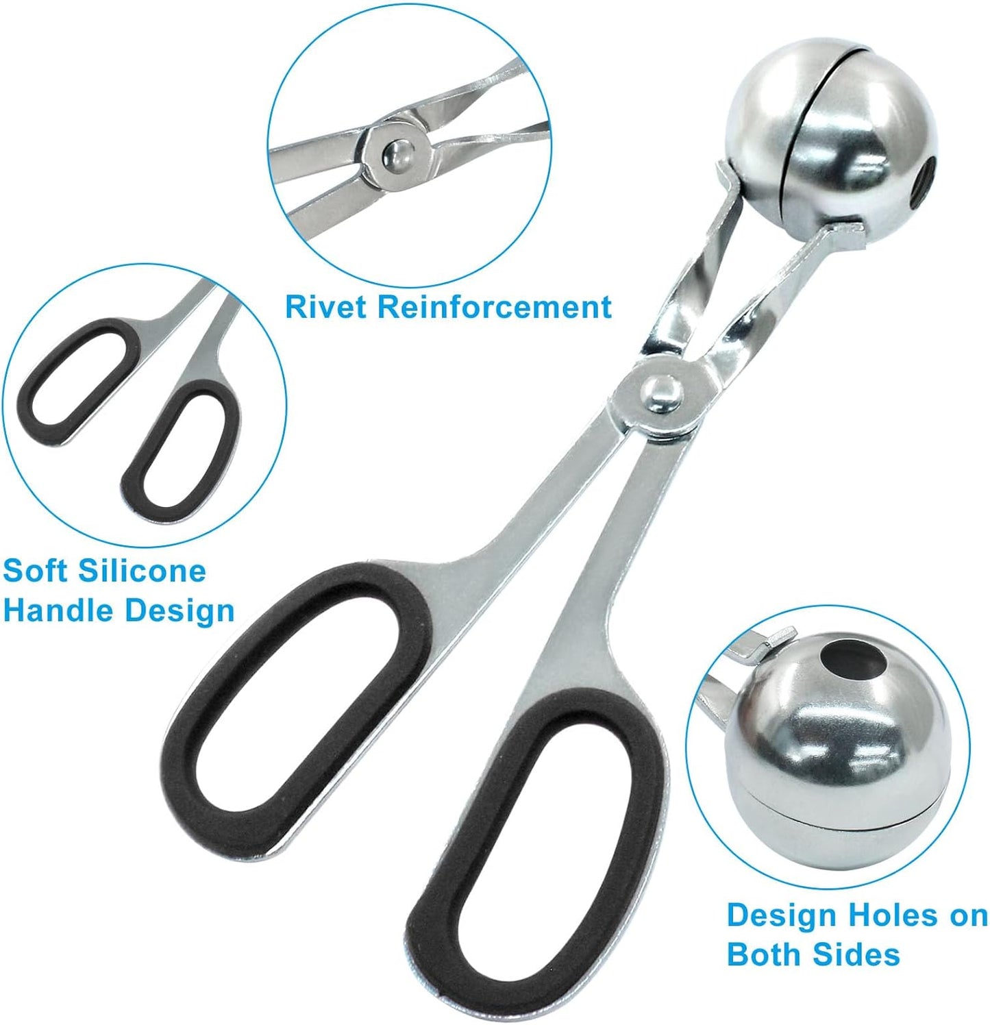 1.38" Meatball Maker, None-stick Meatball Scoop Ball Maker, Stainless Steel Meat Baller Tongs, Cake Pop, Cookie Dough Scoop for Kitchen (Black)